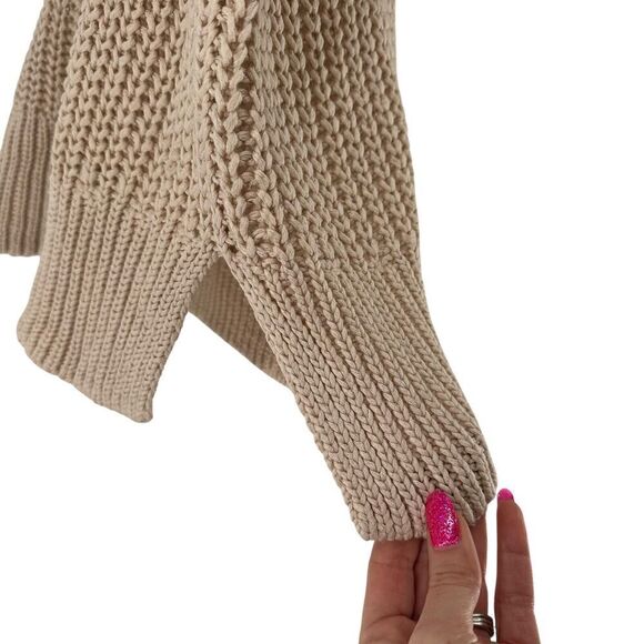 Chunky Oversized Tunic Sweater Short Sleeve H&M Beige Neutral Size M Oversized - Picture 4 of 8